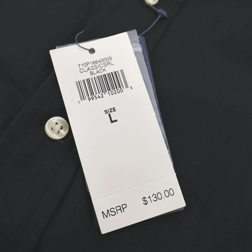 NEW Polo Ralph Lauren Stretch Button Down Black Long Sleeve Mens Large Shirt